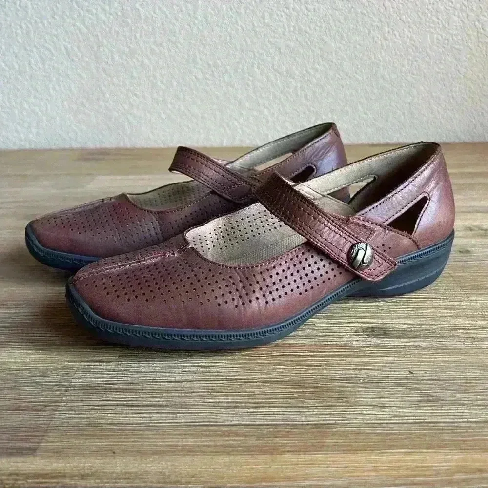 Hotter Mary Jane Shoes Brown Womens 8.5 Leather Comfort Classic Sophisticated